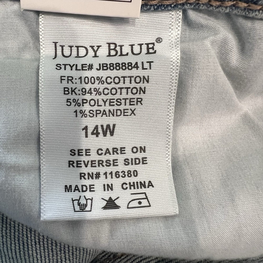 Judy Blue 90s Straight Jeans 14w Rigid Magic JB88884 Distressed Raw Hem NEW! - Picture 12 of 13